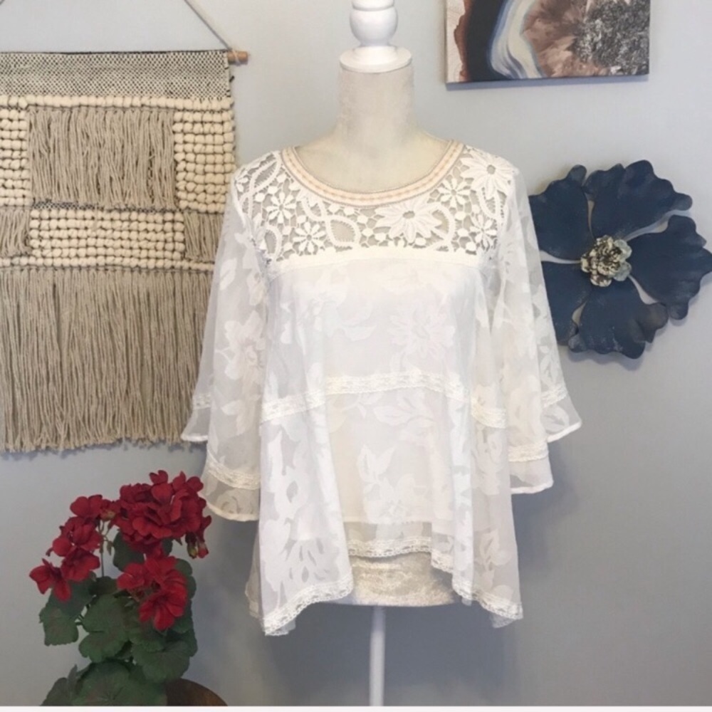 NWT ModCloth by Esley lace open back top